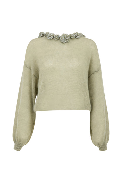 AYNOOR RODIN OLIVE CARDIGAN
