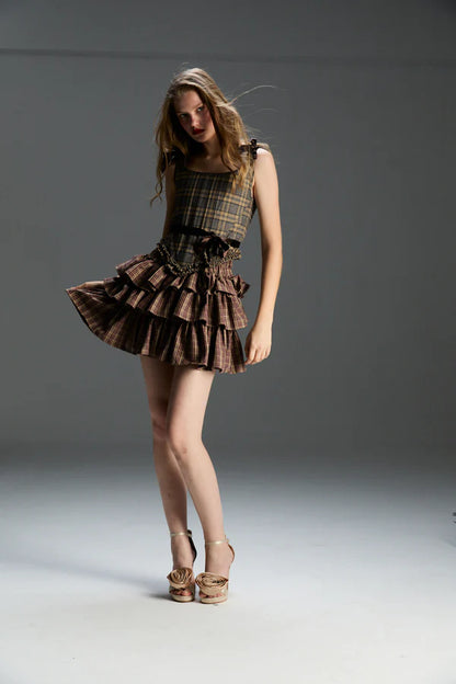 FEEMUSE SWAN PLAID CORSET