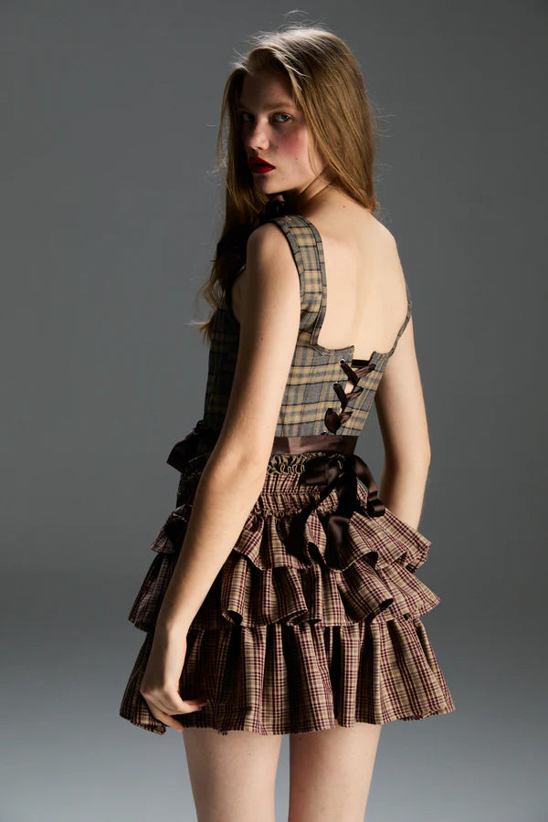 FEEMUSE SWAN PLAID CORSET