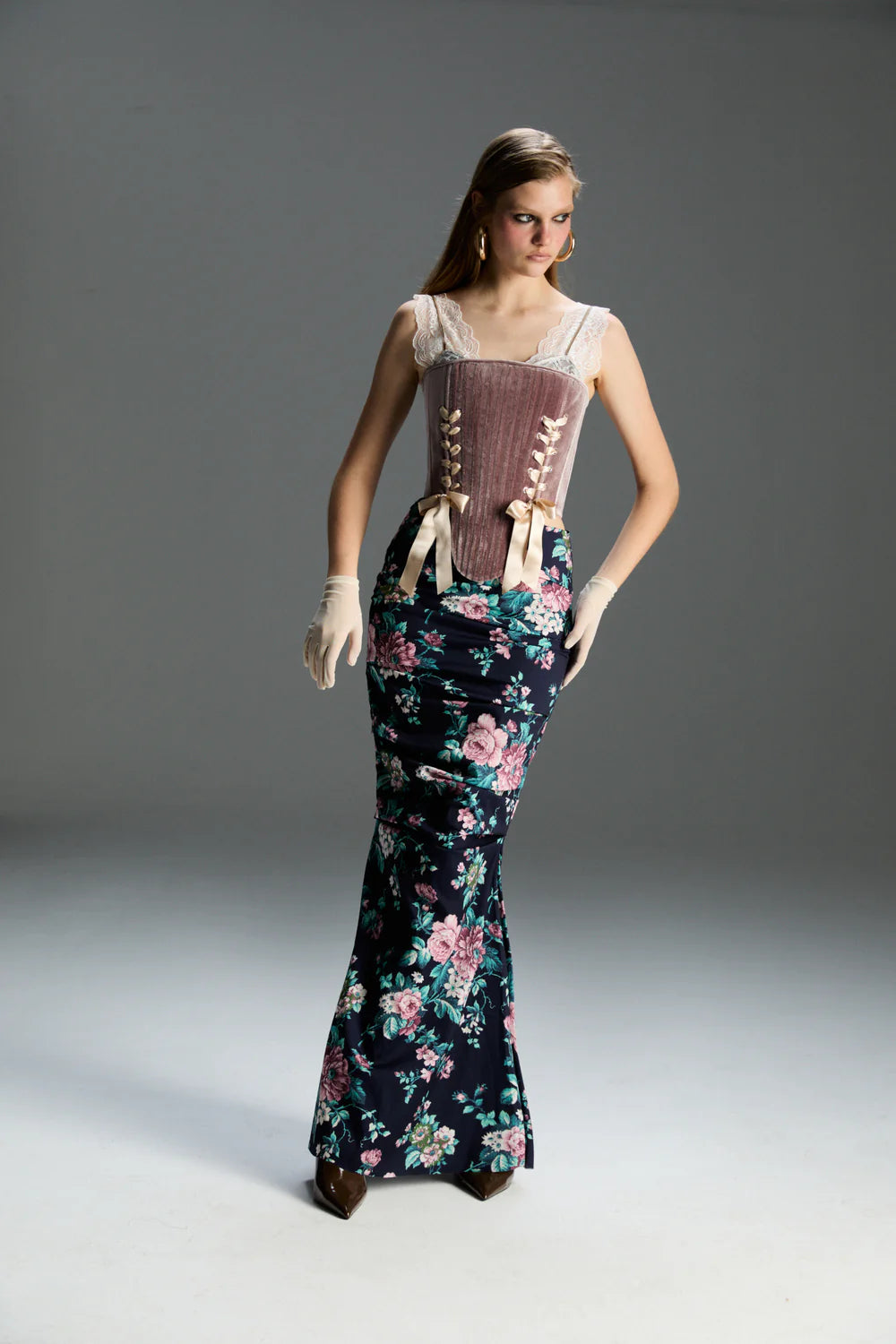 FEEMUSE MARIE DUSTY ROSE CORSET SET