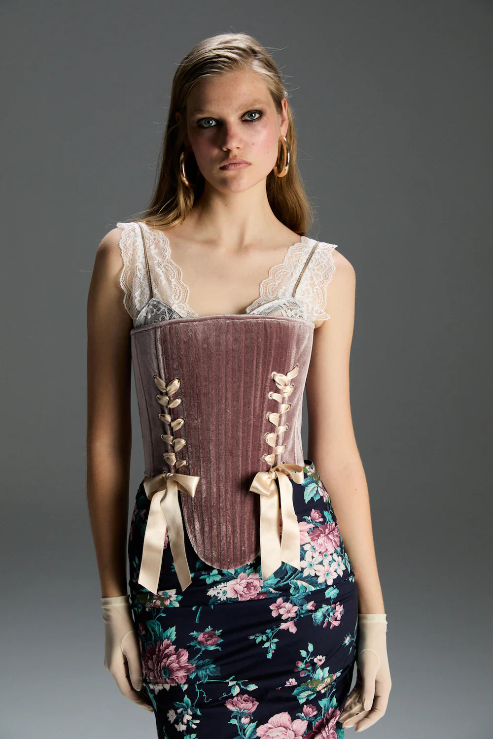 FEEMUSE MARIE DUSTY ROSE CORSET SET