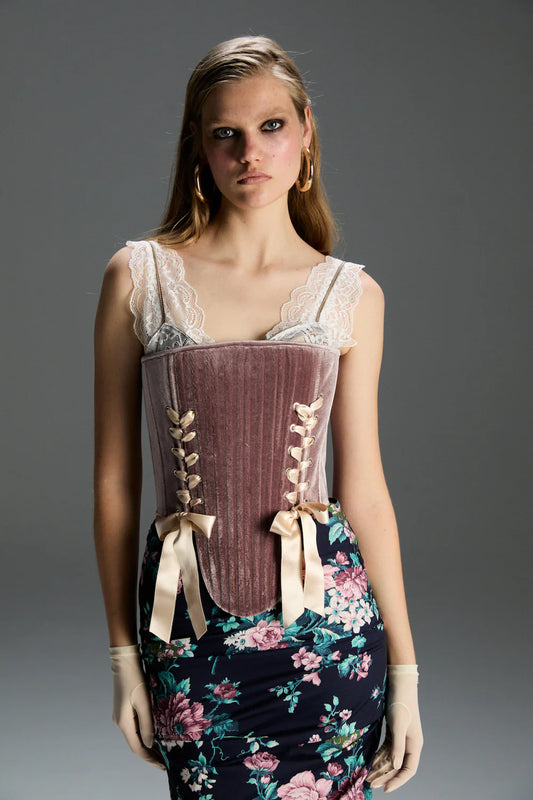 FEEMUSE MARIE DUSTY ROSE CORSET SET