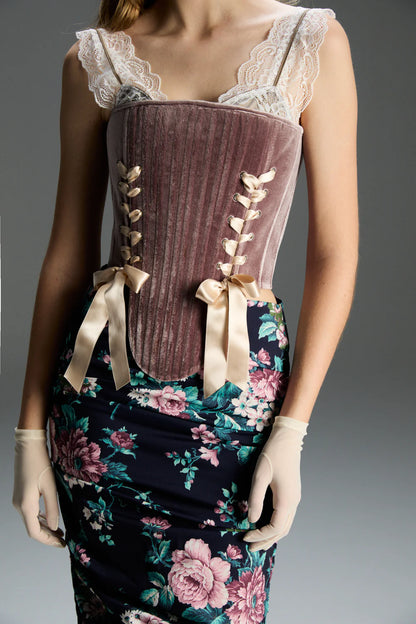 FEEMUSE MARIE DUSTY ROSE CORSET SET