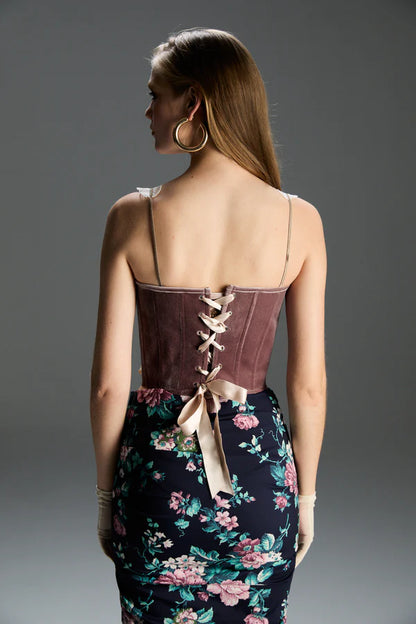 FEEMUSE MARIE DUSTY ROSE CORSET SET