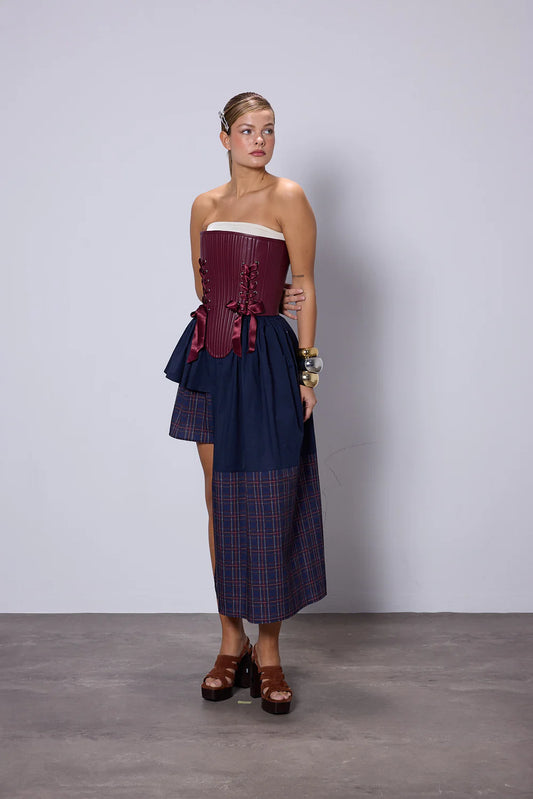 FEEMUSE SANDRA PLAID SKIRT