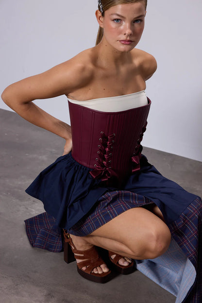 FEEMUSE SANDRA PLAID SKIRT