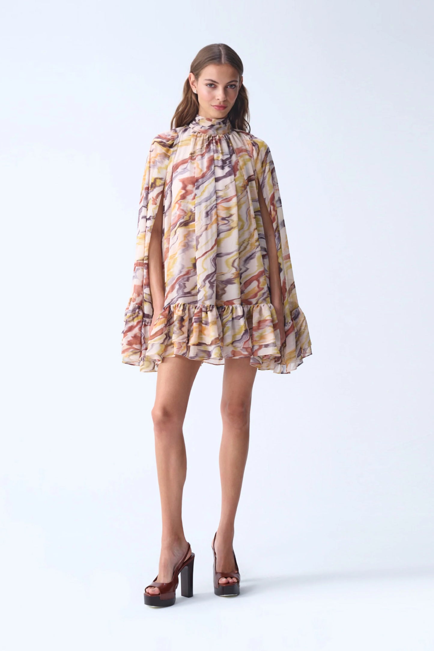NAIA SOFIA MINI CAPE DRESS