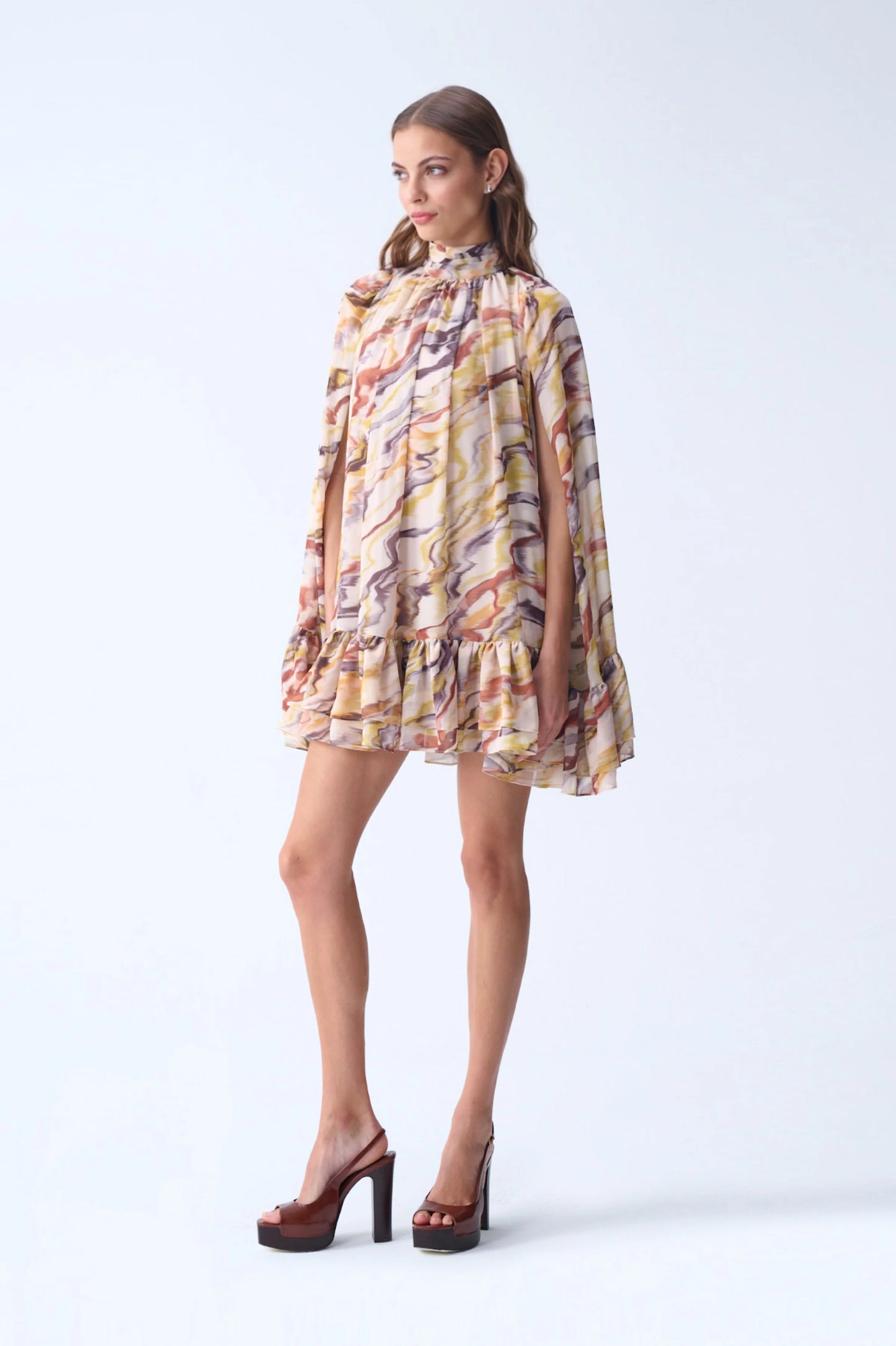 NAIA SOFIA MINI CAPE DRESS