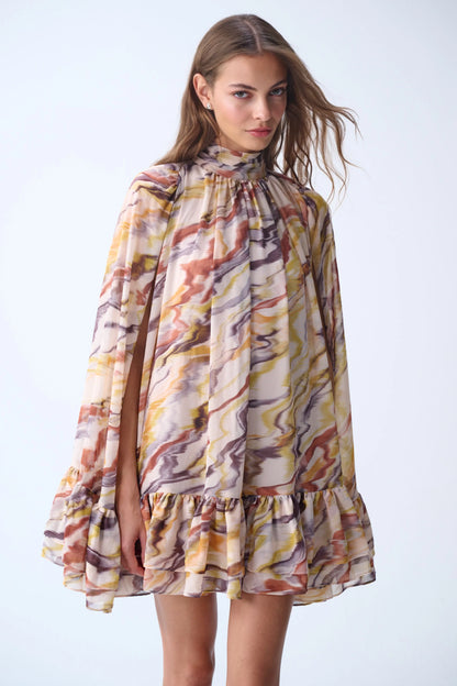 NAIA SOFIA MINI CAPE DRESS