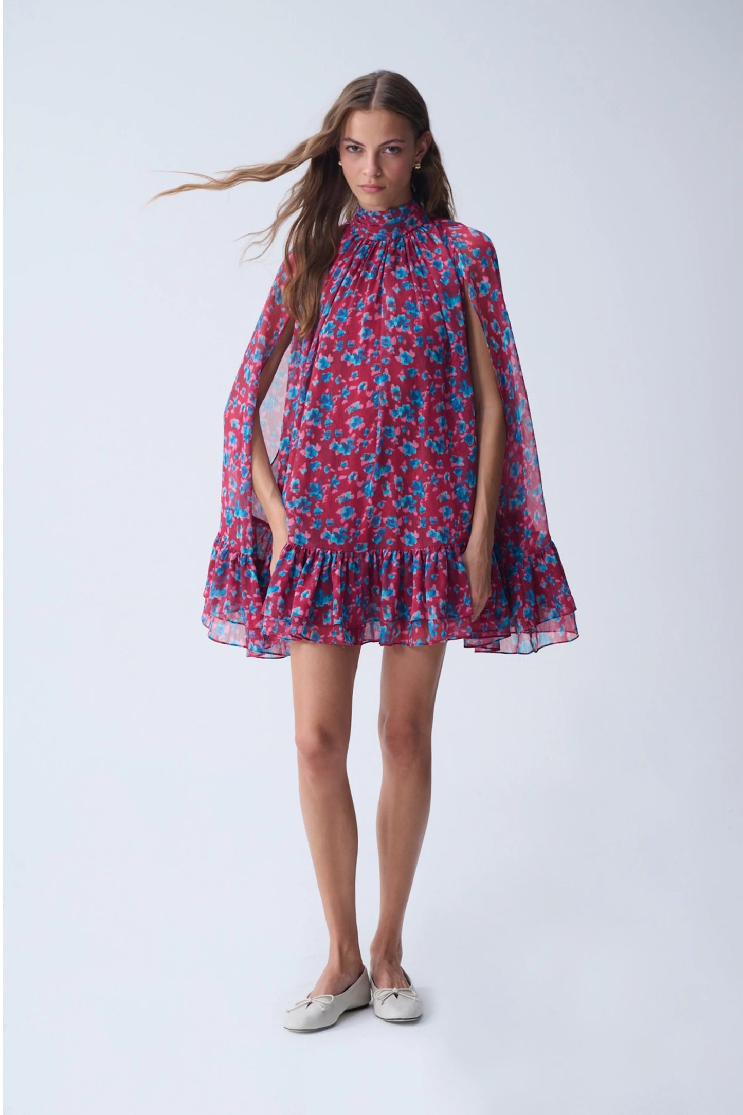 NAIA SOFIA MINI CAPE DRESS