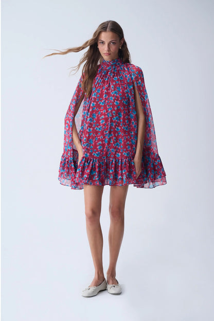 NAIA SOFIA MINI CAPE DRESS