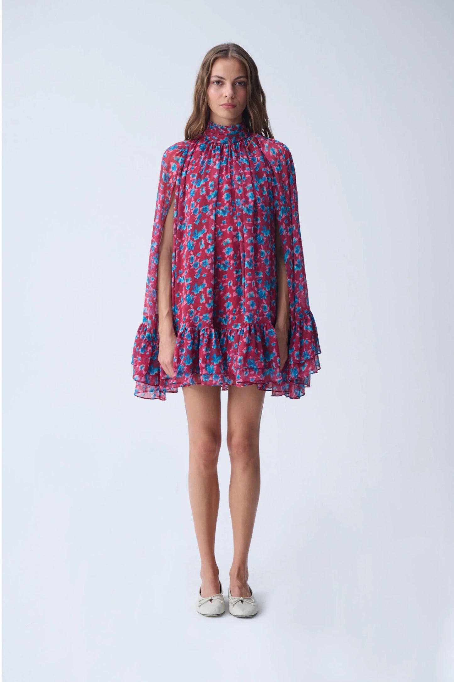 NAIA SOFIA MINI CAPE DRESS