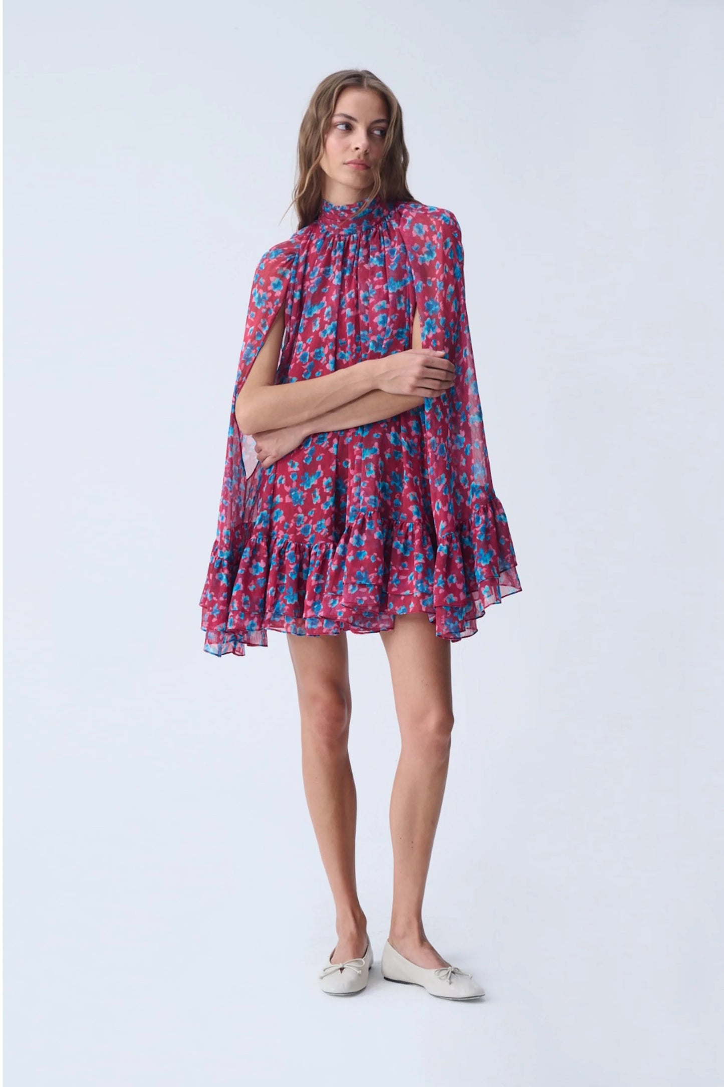 NAIA SOFIA MINI CAPE DRESS