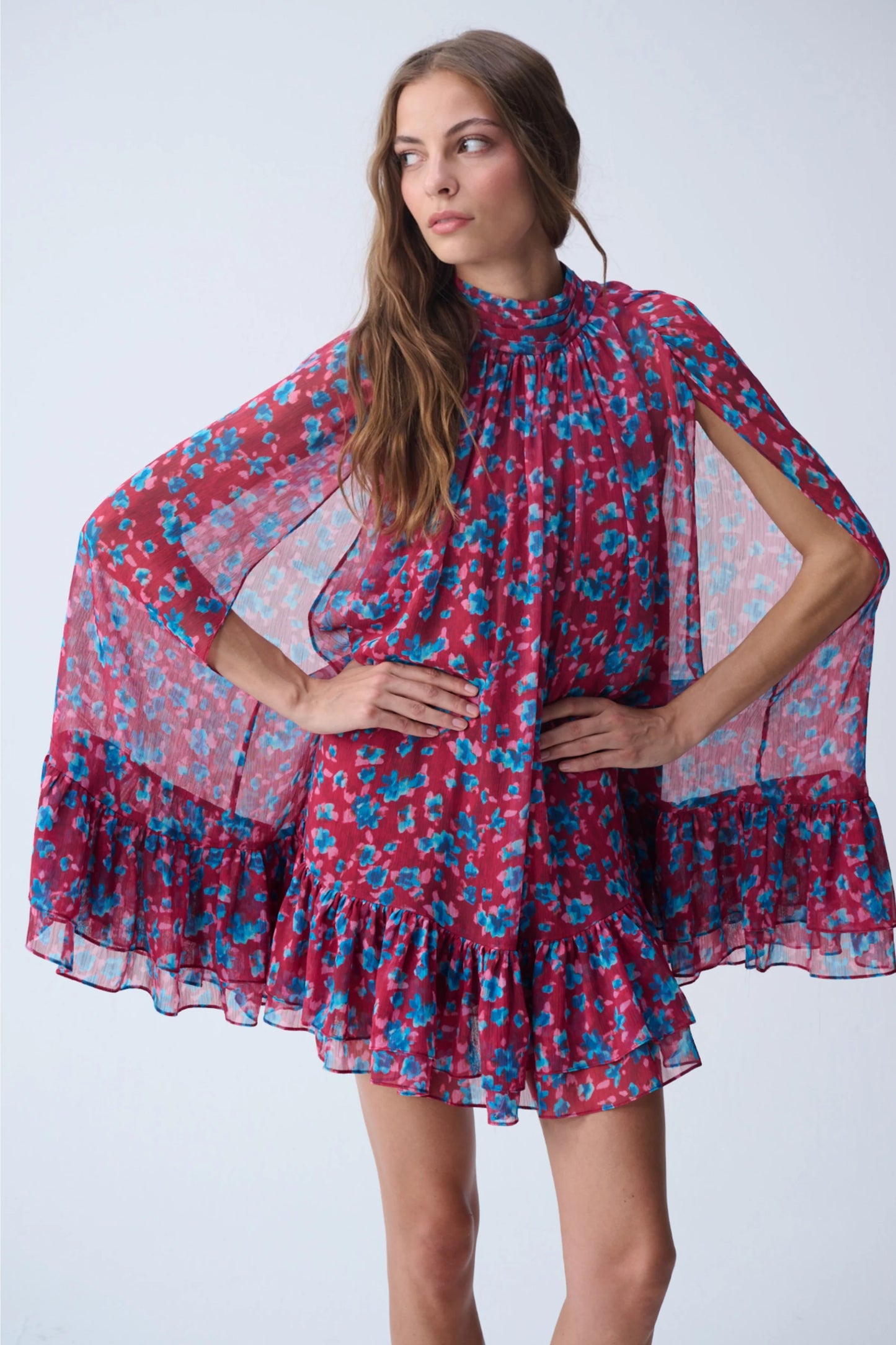 NAIA SOFIA MINI CAPE DRESS