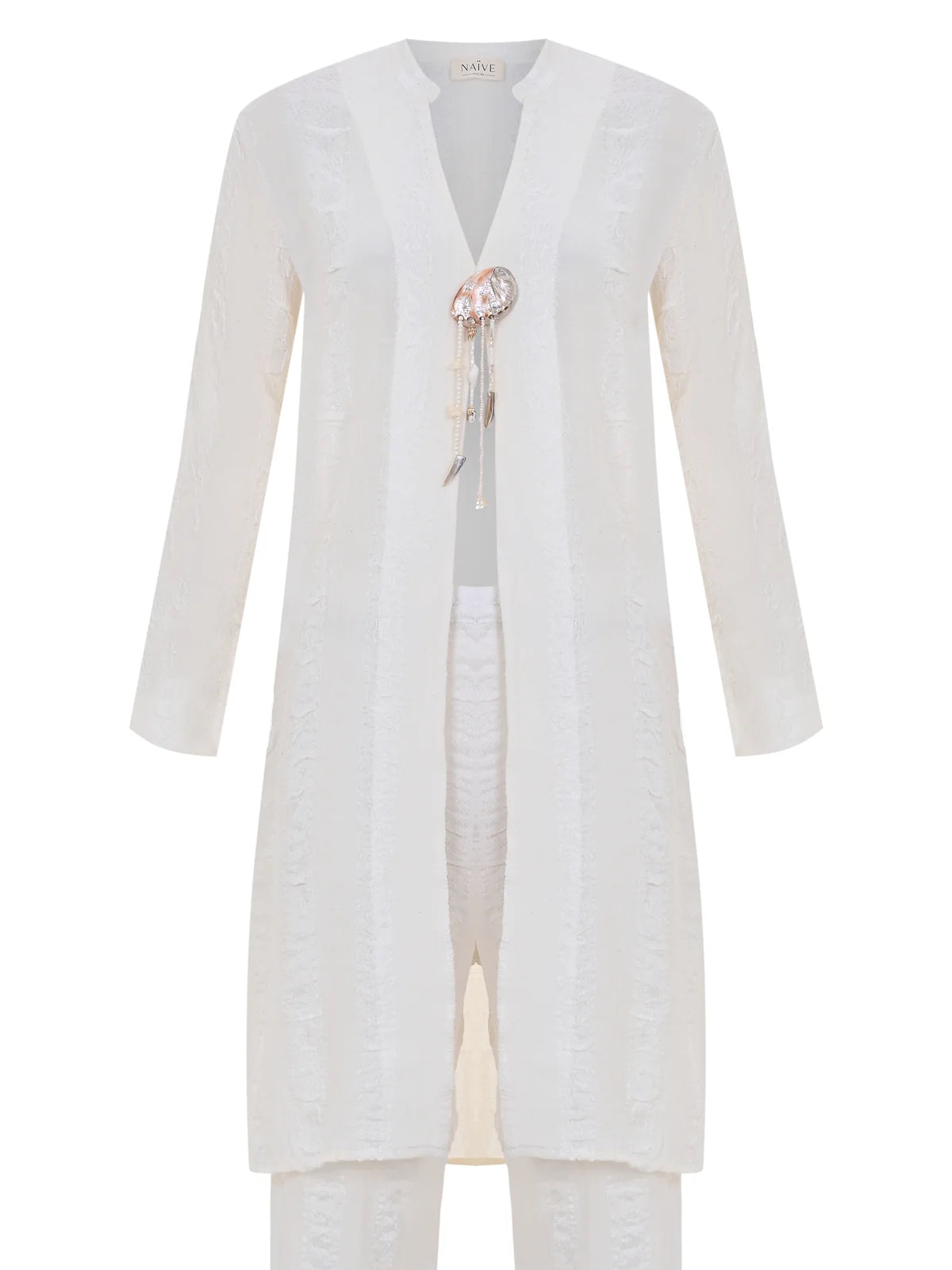 NAIVE SEMIRAMIS LONG KAFTAN WITH BROOCH