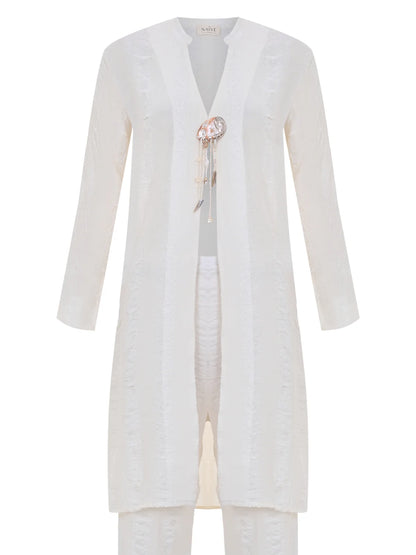 NAIVE SEMIRAMIS LONG KAFTAN WITH BROOCH