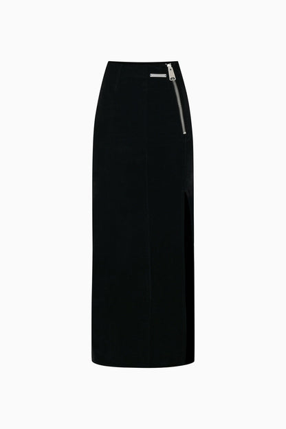 KNTLGY VELVET ZIPPED SKIRT