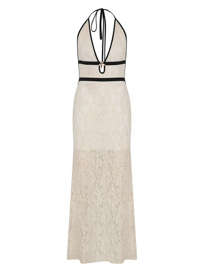 EMEL İSMAİLOĞLU HALTER-NECK MAXI DRESS
