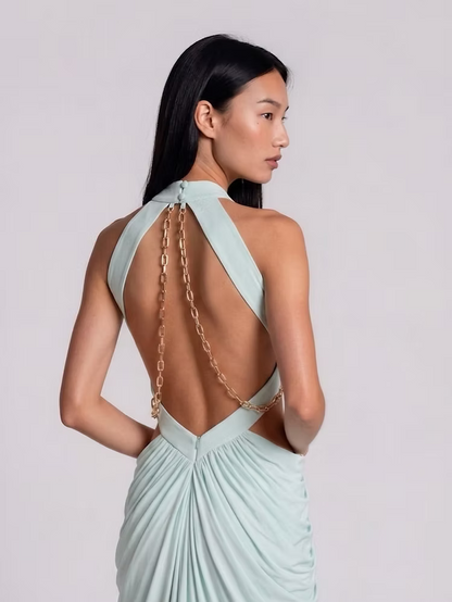 EMEL İSMAİLOĞLU HALTER-NECK MAXI DRESS
