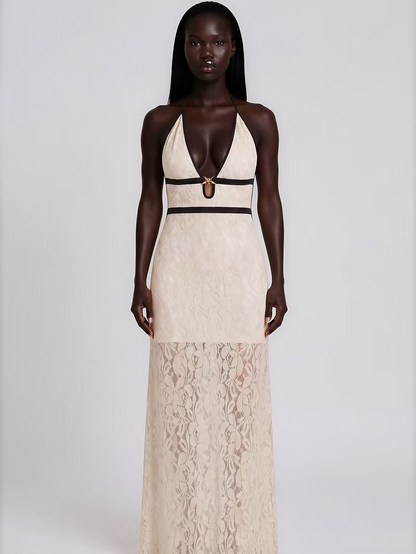 EMEL İSMAİLOĞLU HALTER-NECK MAXI DRESS