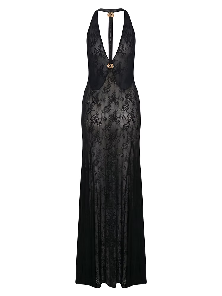 EMEL İSMAİLOĞLU OPEN-BACK LACE MAXI DRESS