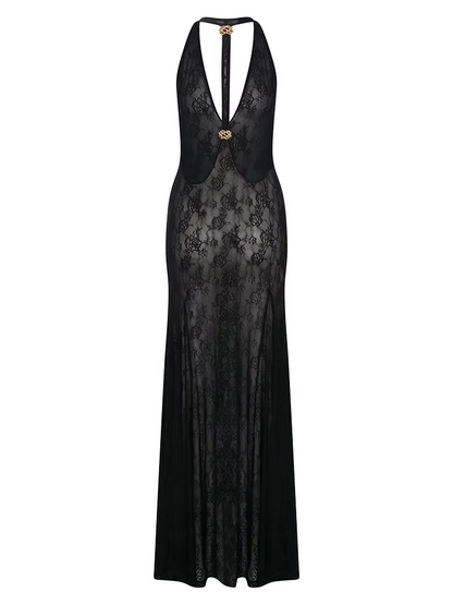 EMEL İSMAİLOĞLU OPEN-BACK LACE MAXI DRESS