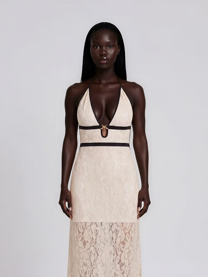 EMEL İSMAİLOĞLU HALTER-NECK MAXI DRESS