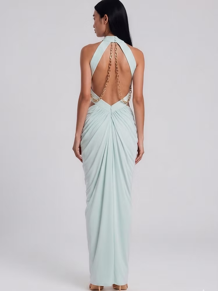 EMEL İSMAİLOĞLU HALTER-NECK MAXI DRESS