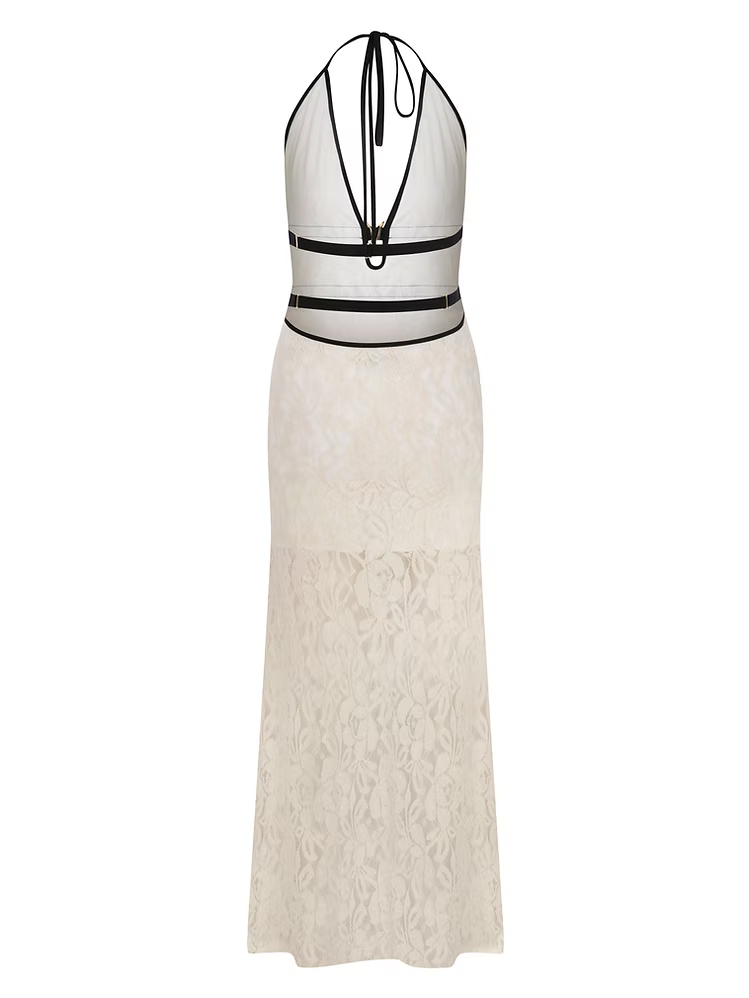EMEL İSMAİLOĞLU HALTER-NECK MAXI DRESS